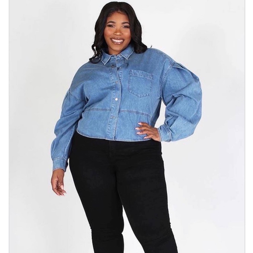 Plus Size Denim Jean Shirt/Jacket